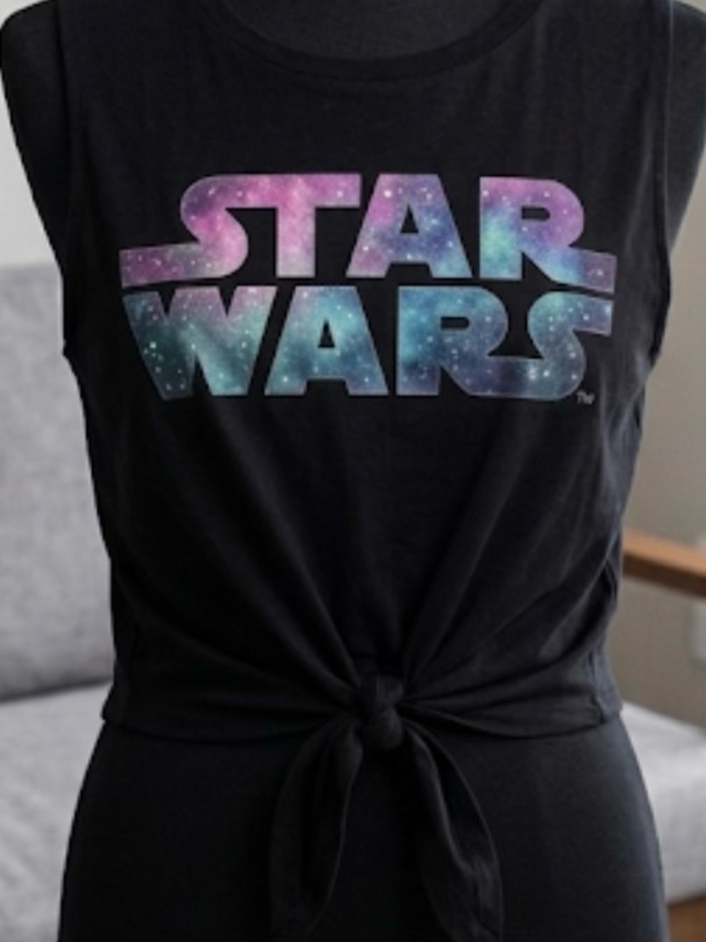 Licensed Star Wars Black Galaxy Logo Tie-Front Tank top